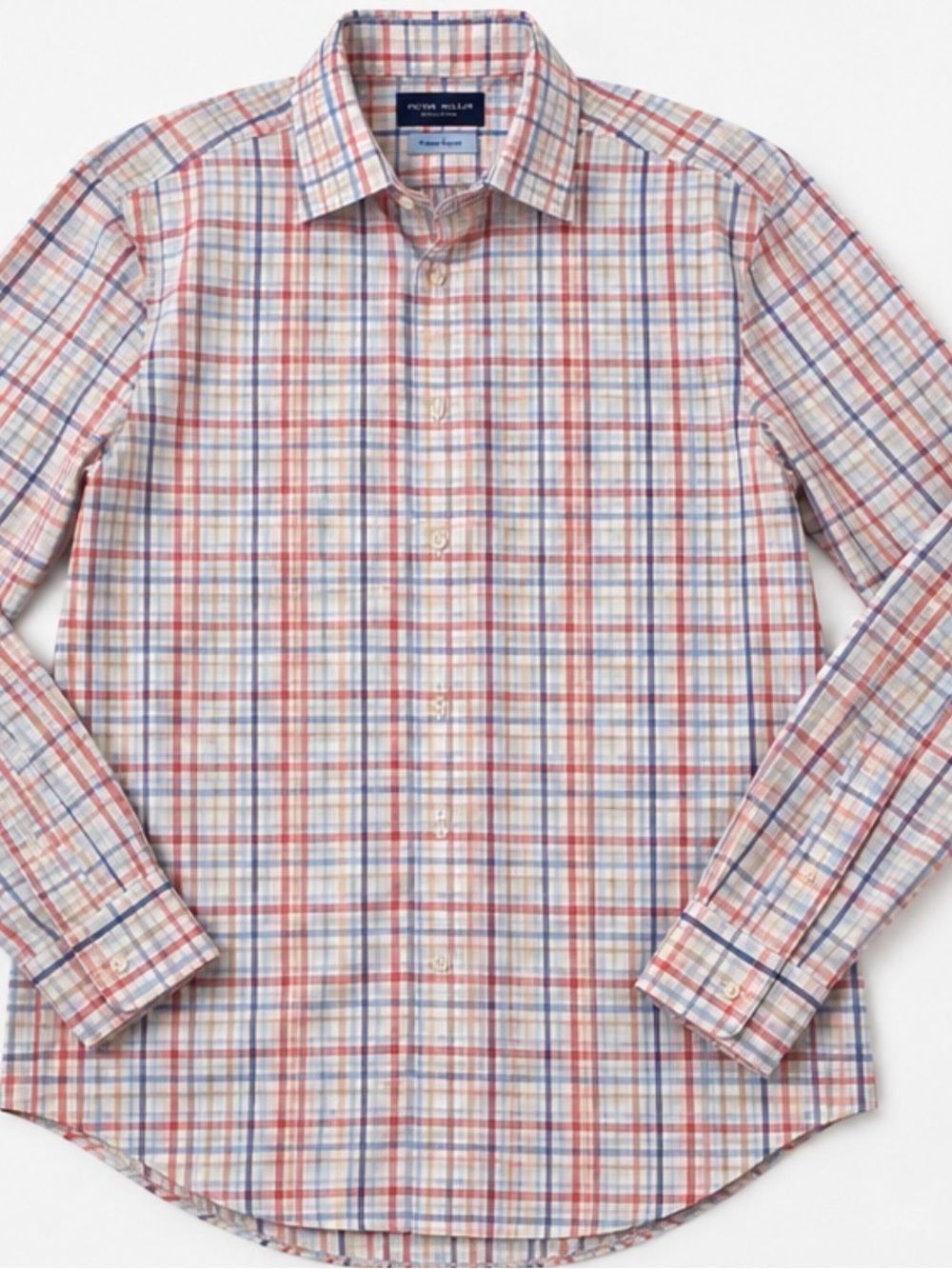 Peter Millar Men’s Red, Blue & White Plaid Dress Shirt